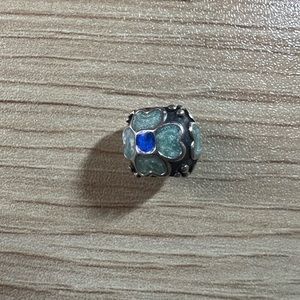 Murano Glass Flower Charm with Sterling Silver